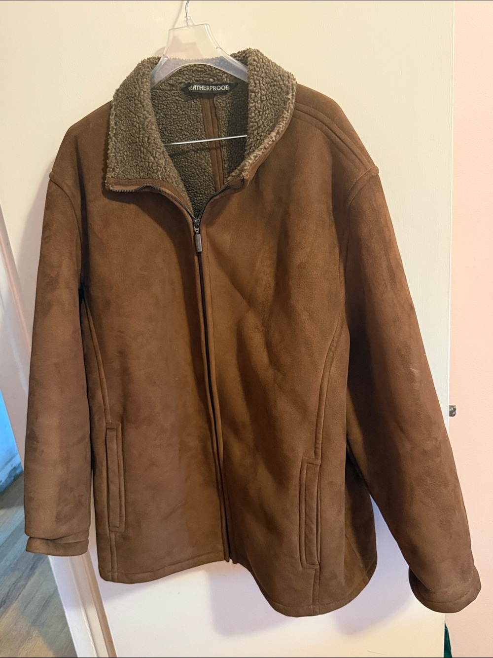 Weatherproof Men’s Brown Sherpa-Lined Zip Jacket